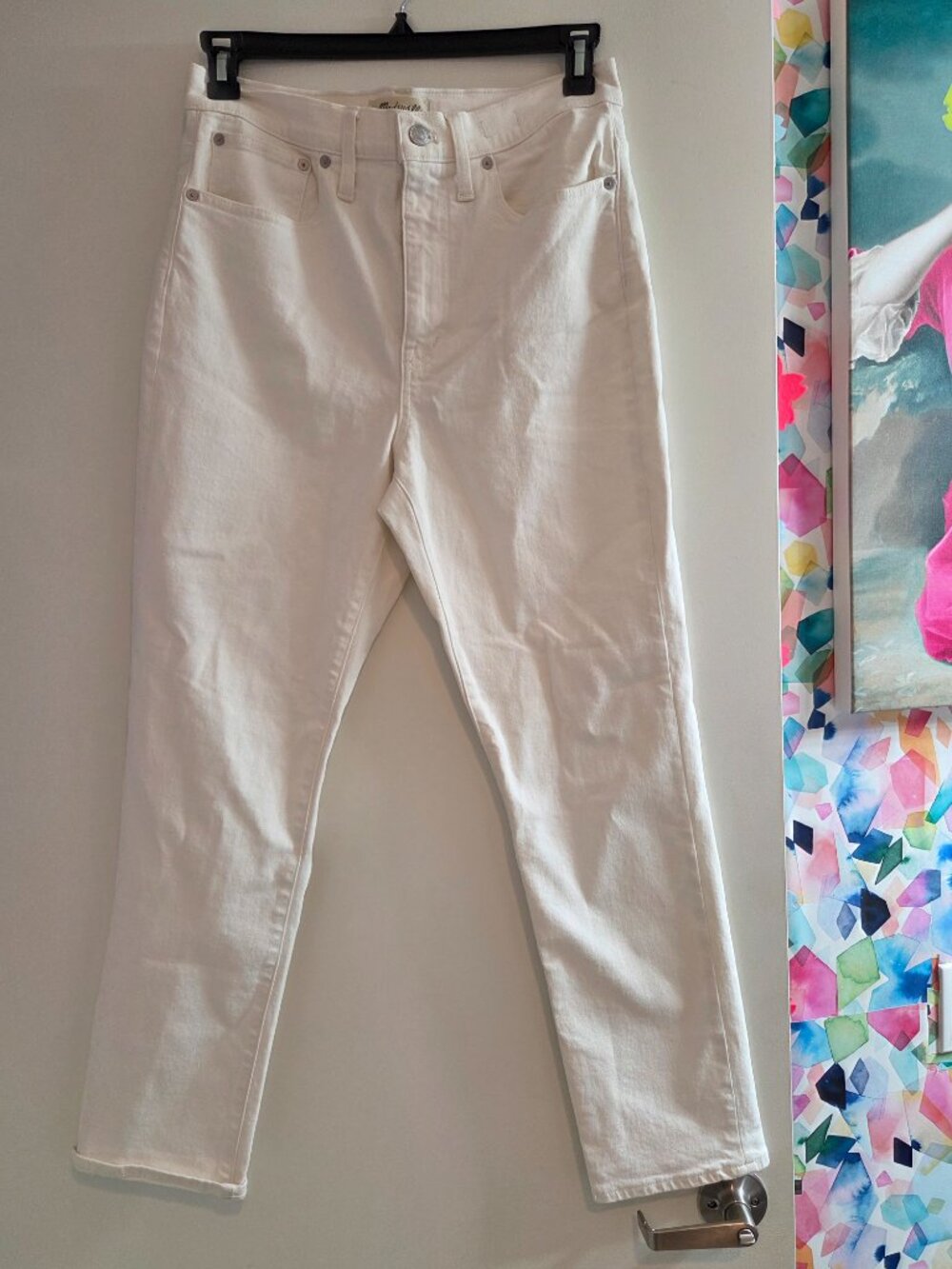 Madewell NWT The High-Rise Slim Boyjean in White